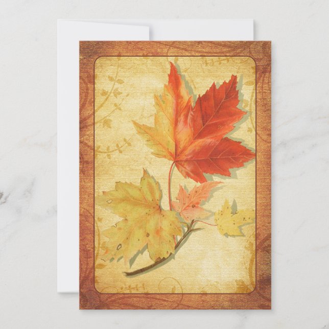 Invitación a la boda de hojas de arce en otoño ver (Anverso)