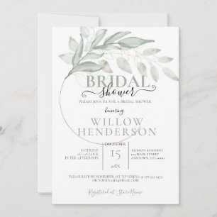 Invitación a la boda de hojas de musgo verde silen