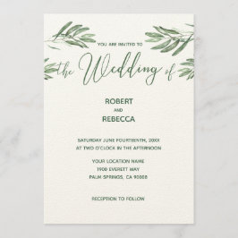 Invitación a la boda de hojas de oliva