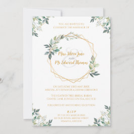 Invitación a la boda de hojas de oro geométricas