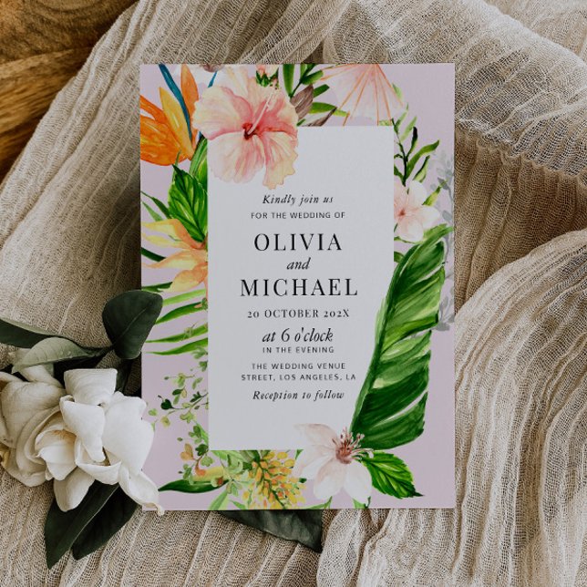 invitación a la boda de hojas de palma tropicales (Subido por el creador)