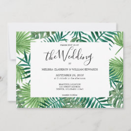 Invitación a la boda de hojas de palma tropicales 