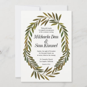 Invitación a la boda de hojas pintadas a mano