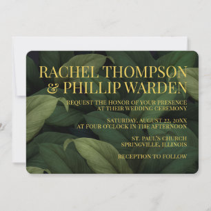 Invitación a la boda de hojas tropicales verdes os