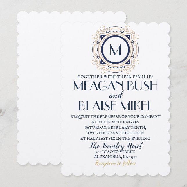 Invitación a la boda de Hollywood Glam (Anverso / Reverso)