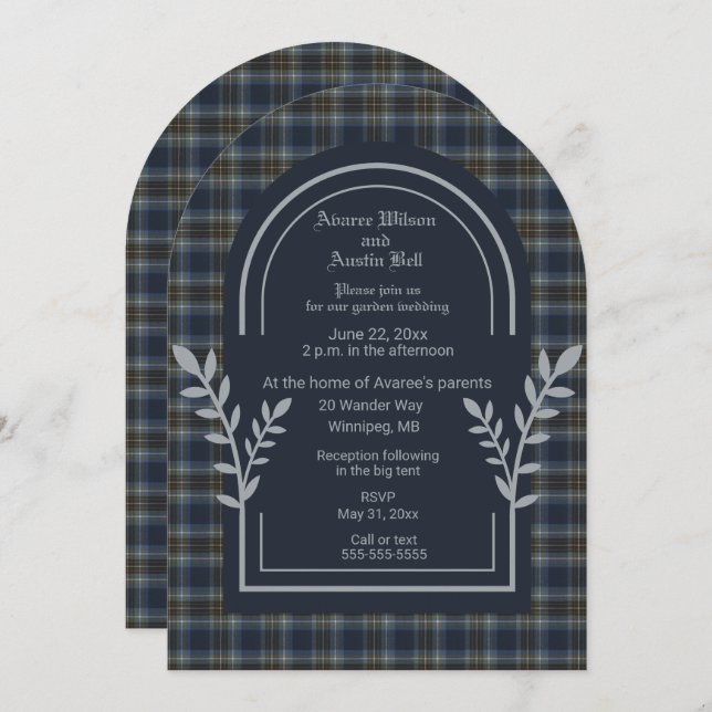 Invitación a la boda de Holyrood Tartan Original (Anverso / Reverso)