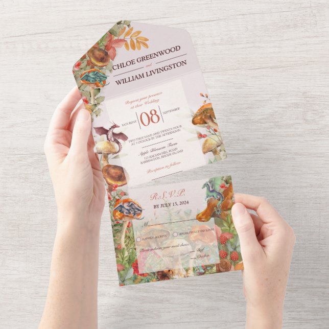 Invitación a la boda de hongos y dragones Magick (desgarro)