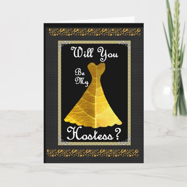 Invitación a la boda de Hostess - GOLD Gown (Anverso)