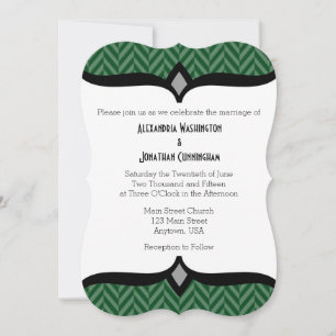 Invitación a la boda de hueso blanco y verde oscur