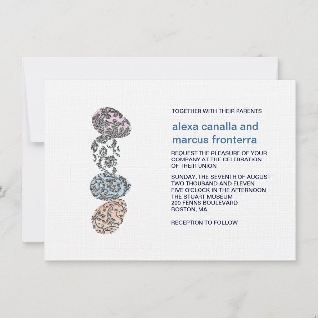 Invitación a la boda de huevos decorativos (Anverso)