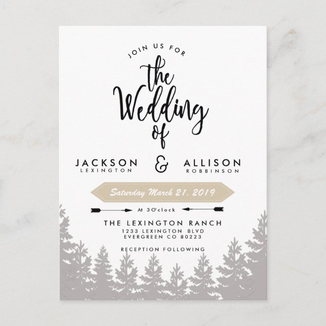 Invitación a la boda de huida de Woodland (Anverso)