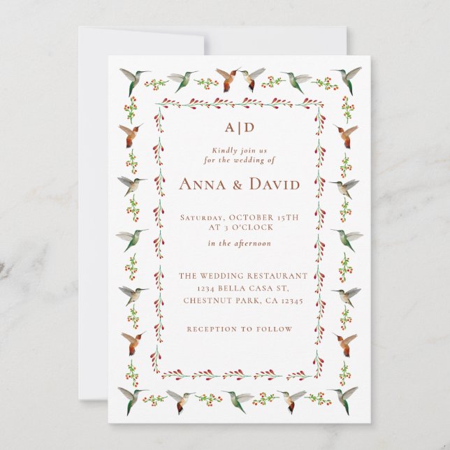 Invitación a la boda de Hummingbird (Anverso)