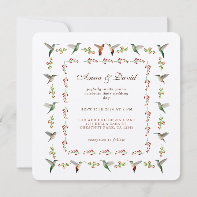 Invitación a la boda de Hummingbird (Anverso)