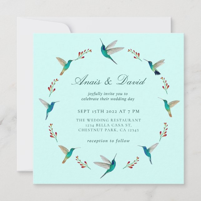 Invitación a la boda de Hummingbird (Anverso)