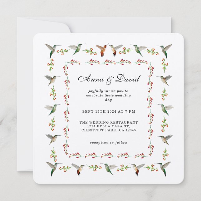 Invitación a la boda de Hummingbird (Anverso)