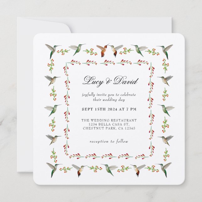 Invitación a la boda de Hummingbird (Anverso)