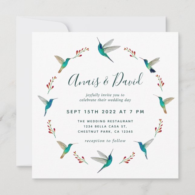 Invitación a la boda de Hummingbird (Anverso)
