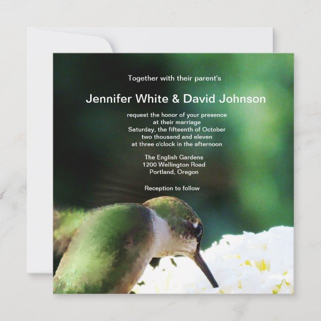 Invitación a la boda de Hummingbird (Anverso)