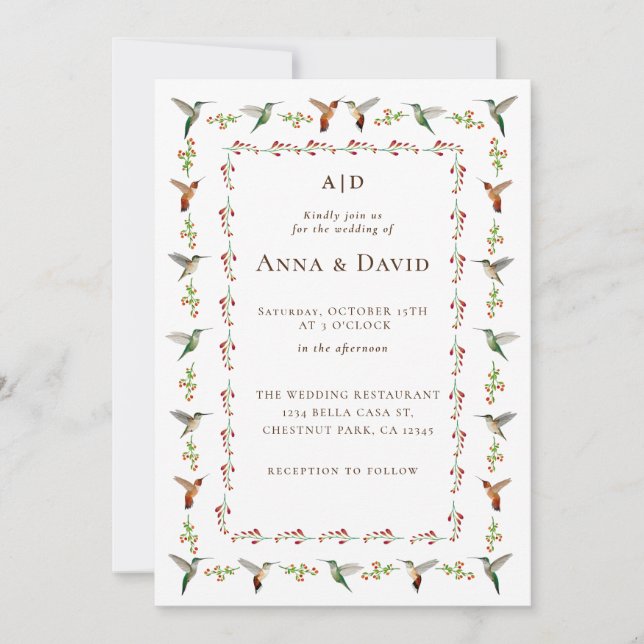 Invitación a la boda de Hummingbird (Anverso)