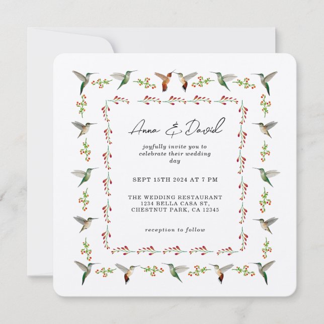 Invitación a la boda de Hummingbird (Anverso)