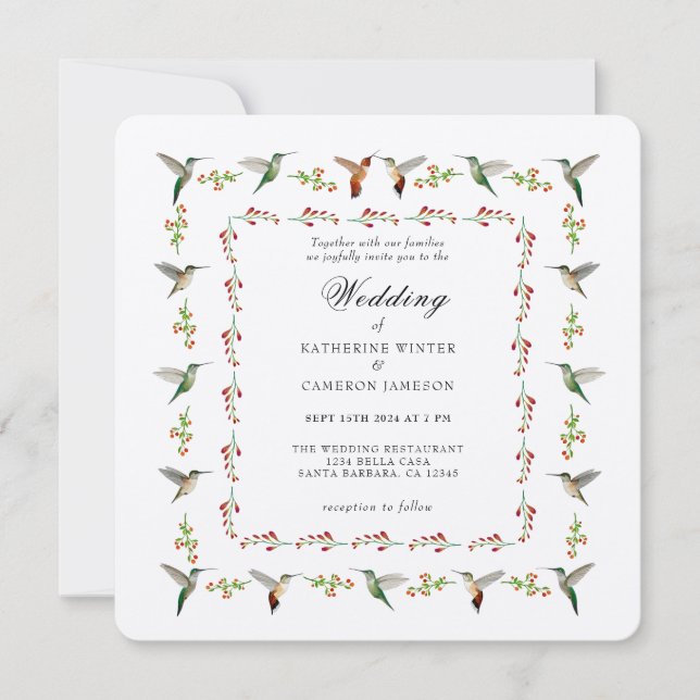 Invitación a la boda de Hummingbird (Anverso)