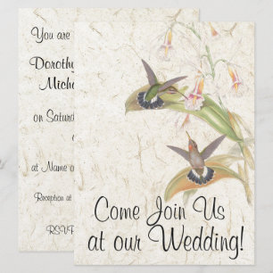 Invitación a la boda de Hummingbird Bird Flowers
