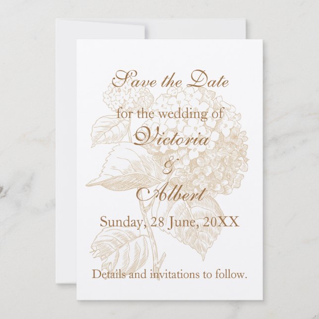 Invitación a la boda de Hydrangea (Anverso)