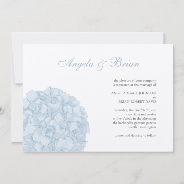 Invitación a la boda de Hydrangea (Anverso)