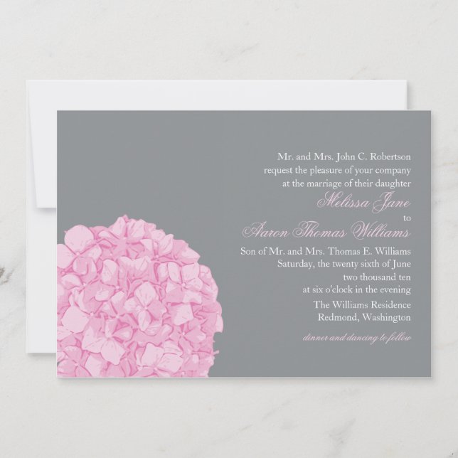 Invitación a la boda de Hydrangea (Anverso)