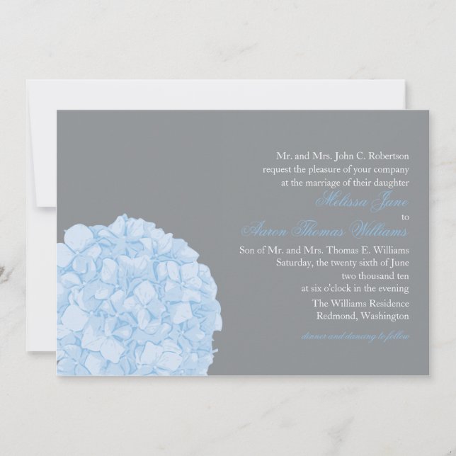 Invitación a la boda de Hydrangea (Anverso)
