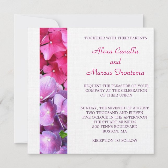 Invitación a la boda de Hydrangea (Anverso)