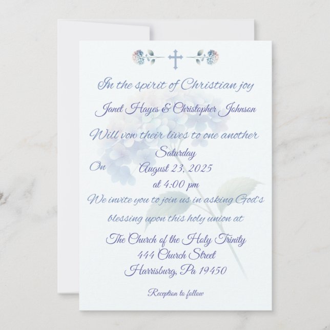 Invitación a la boda de Hydrangea Cristiana (Anverso)