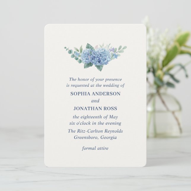 Invitación a la boda de Hydrangea moderna (Anverso de pie)