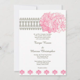 Invitación a la boda de Hydrangea Pink Floral 5x7