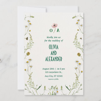 Invitación a la boda de Ilustracion acuarela flora