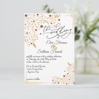 Invitación a la boda de ilustracion de arte floral