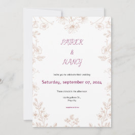 Invitación a la boda de Ilustracion floral simple