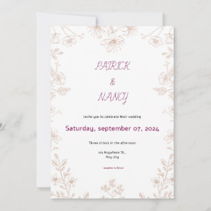 Invitación a la boda de Ilustracion floral simple