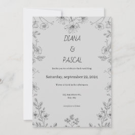 Invitación a la boda de Ilustracion floral simple