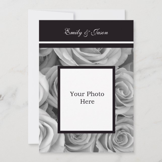 Invitación a la boda de imágenes con borde Rosa (Anverso)