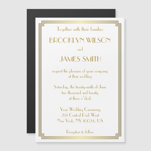 Invitación a la boda de imanes blancos en el Gran  (Anverso/Reverso)