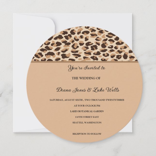 Invitación a la boda de impresión de leopardo (Anverso)