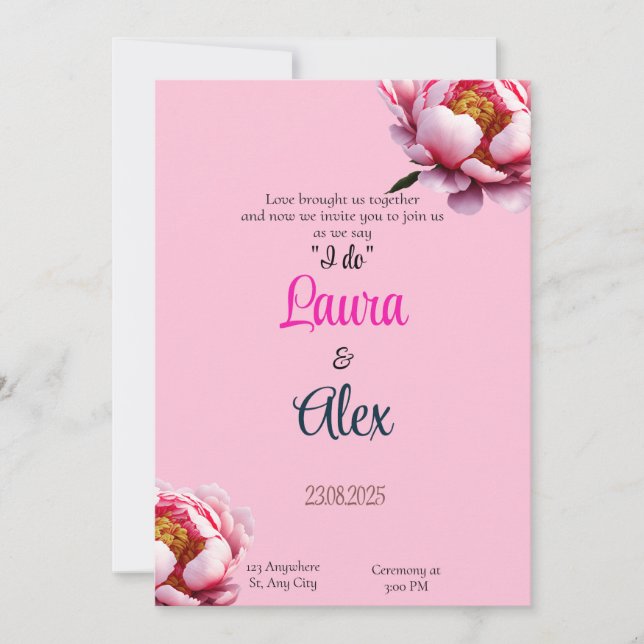Invitación a la boda de inspiración floral (Anverso)