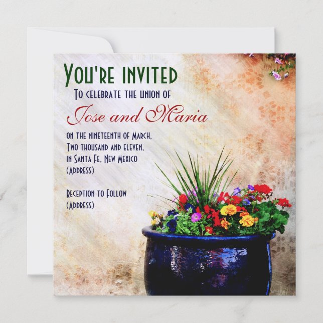 Invitación a la boda de inspiración suroeste DIY (Anverso)