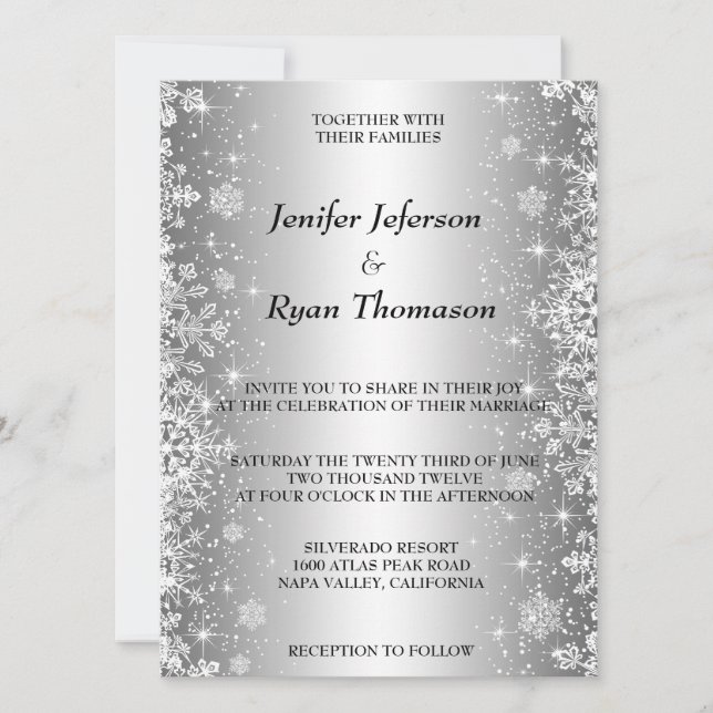 Invitación a la boda de invierno (Anverso)