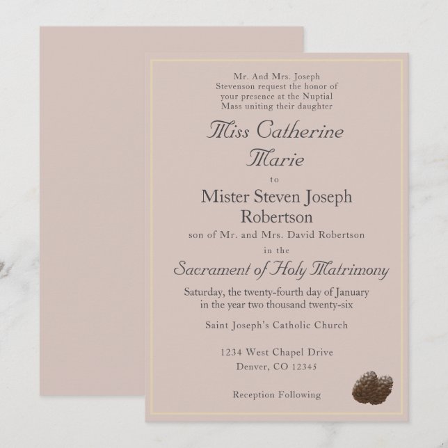 Invitación a la boda de invierno (Anverso / Reverso)