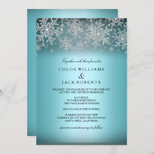 Invitación a la boda de invierno azul Crystal Snow