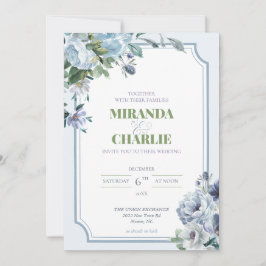 Invitación a la boda de invierno azul en polvo