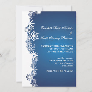 Invitación a la boda de invierno blanco y azul con