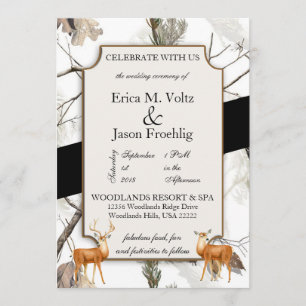 Invitación a la boda de invierno con camuflaje de 
